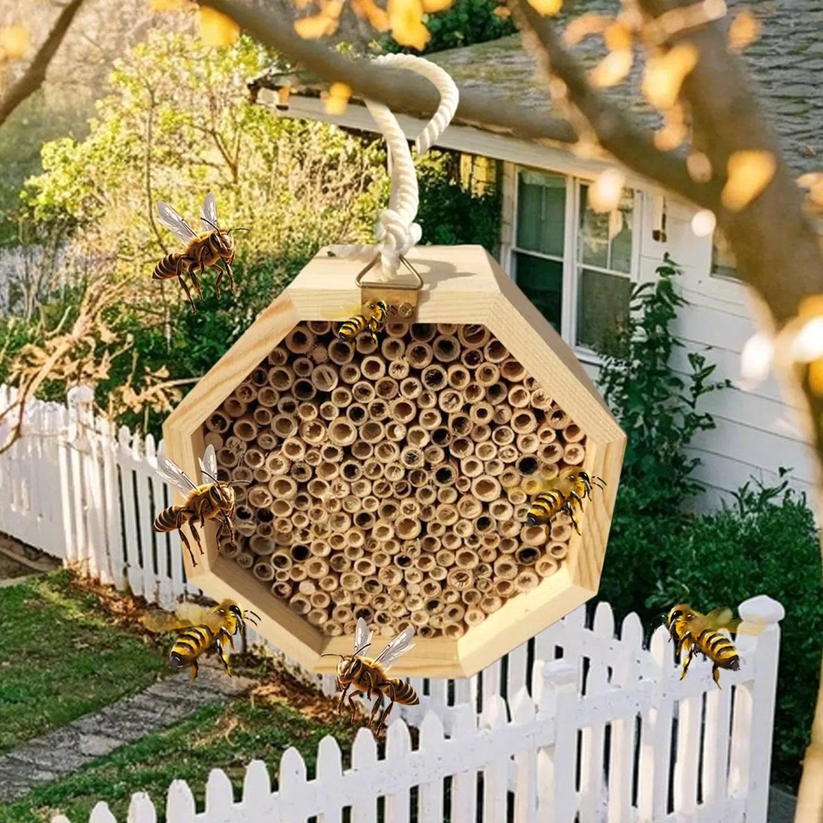 Bienenhäuser für den Garten, bestäubende Bienenhäuser - Holznisthilfe für Wildbienen | Bestäubungspalast, Schmetterlingshaus, Wespenlebensraum für Garten Yard Terrasse
