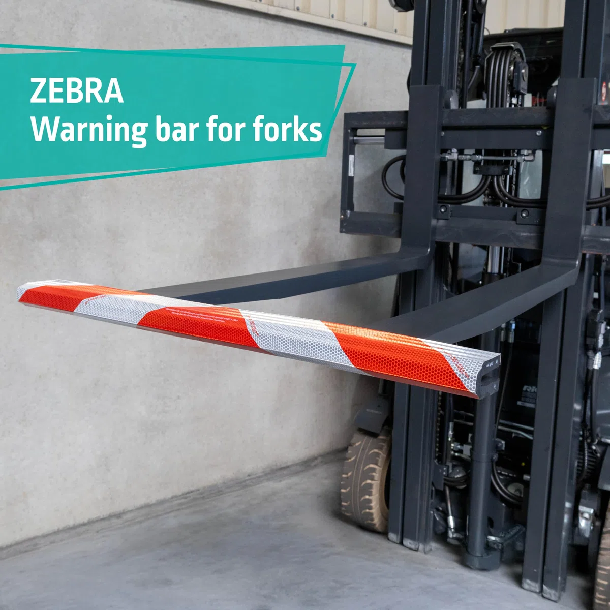 Warnbalken für Gabelstapler, Palettengabel, Gabelzinken, ZEBRA von VETTER, 1000mm, Preis pro Stück