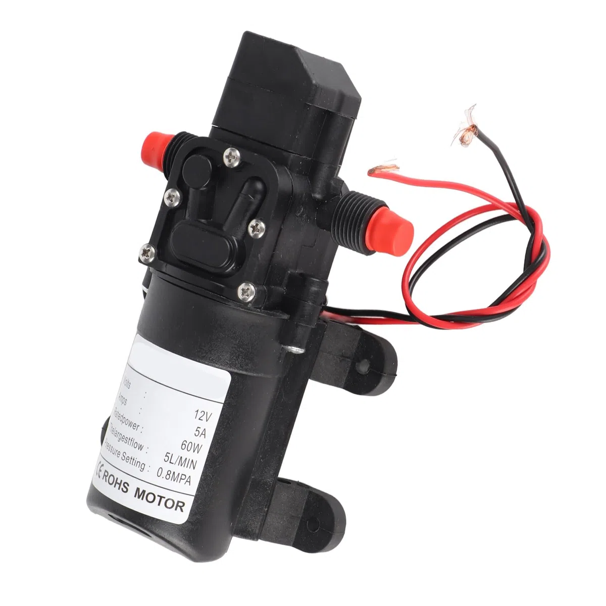 EBTOOLS Hochdruck Wasserpumpe, DC 12V 5 L/Min 116 PSI Wasserpumpe Membranpumpe Selbstansaugend mit praktischem Druckschalter für Wohnmobil Wohnwagen Mehrzweck