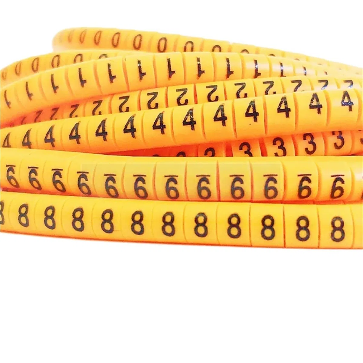 Kabelmarkierung PVC-Kabelmarkierung EC-0 EC-1 Kabeldrahtmarkierungsnummer 0 bis 9 Kabelgröße 1,5 qmm gelbe Farbe PVC-Kabelmarkierungen Isolierungsmarkierung(EC-0-yellow-0-9)