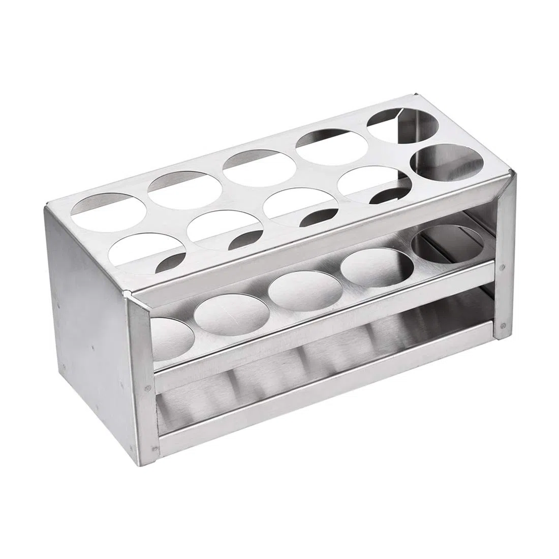 sourcing map Edelstahl Reagenzglashalter Rack 10 Loch 3 Lagen für 26-30mm Rohre