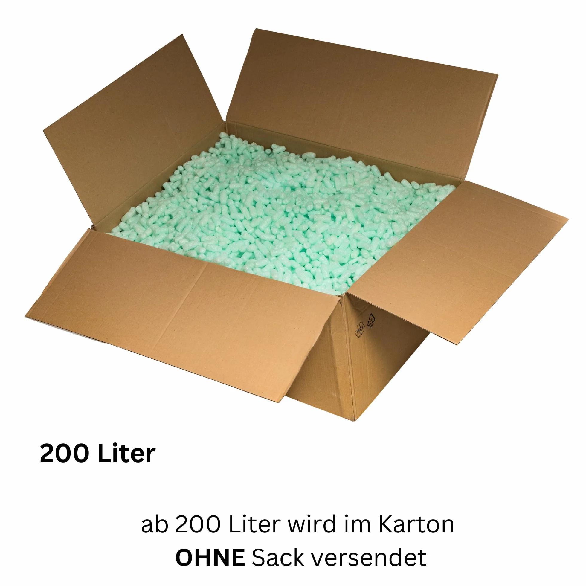 BIO Füllmaterial Verpackungschips aus Maisstärke Packpolster Polster 15L-400L (200 Liter)