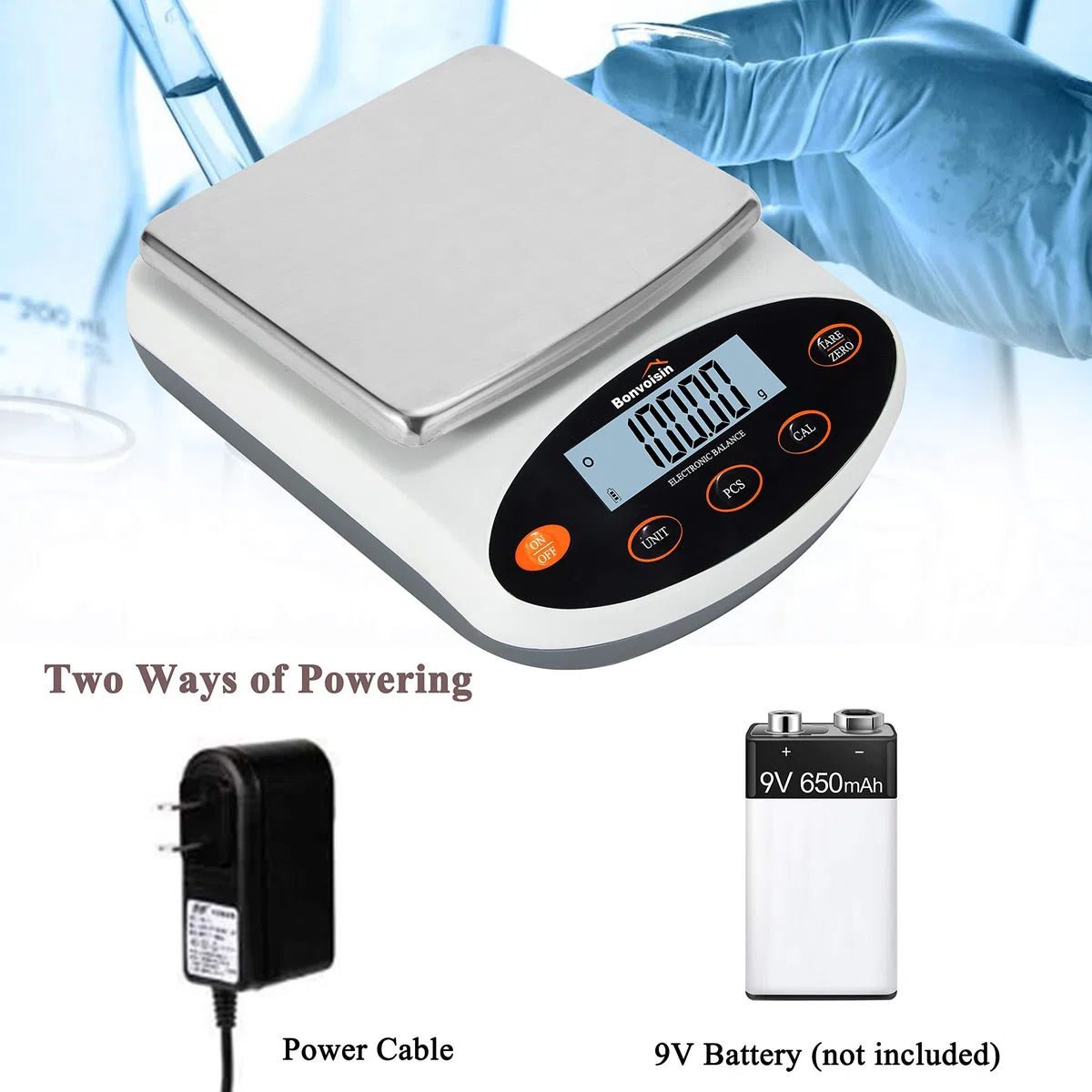 Bonvoisin Präzisionswaage, 0,01 g, 200–5000 g, analytisches Labor, elektronische Waage, wissenschaftliche Waage, 10 mg Lesbarkeit, kalibriert und direkt ablesbar (1000 g, 0,01 g)