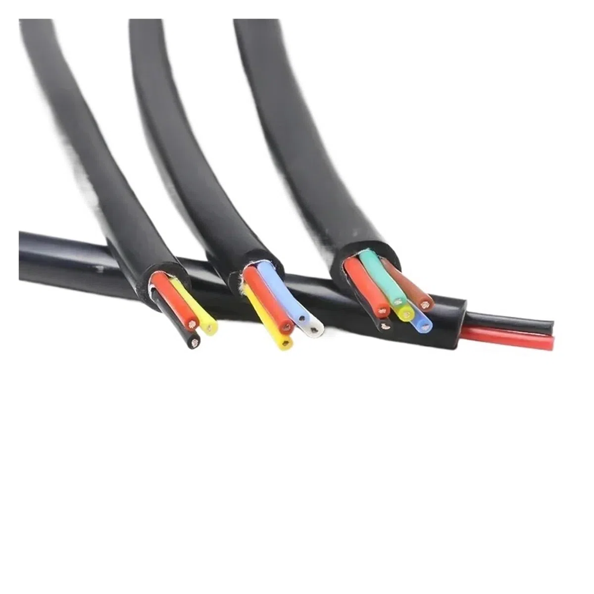 1-10 m schwarzes, flexibles Silikonkabel, quadratisch, 0,3/0,5/0,75/1/1,5/2/2,5/4/6 mm x 2/3/4/6 Adern, verzinntes Kupfer, Hochtemperaturkabel(0.5mm,2 meters,3 cores)
