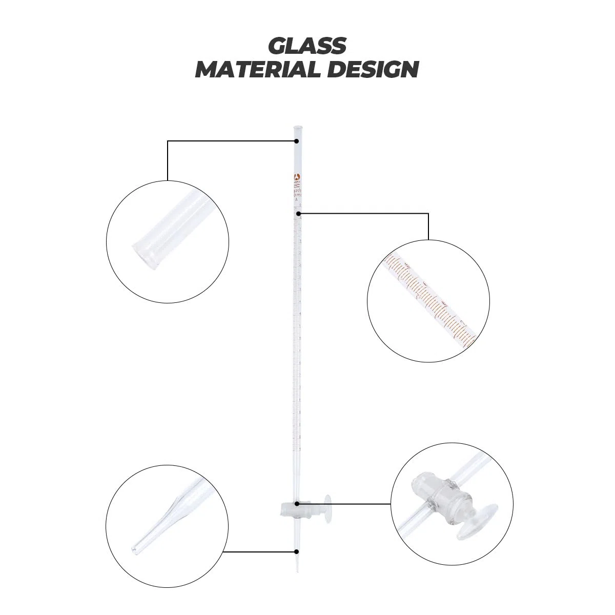 Gatuida Säure-Bürette 10 Ml Set 2 Stück Mit Ptfe Absperrhahn Chemisches Glasinstrument Für Junior High School Laborbedarf Und Unterricht