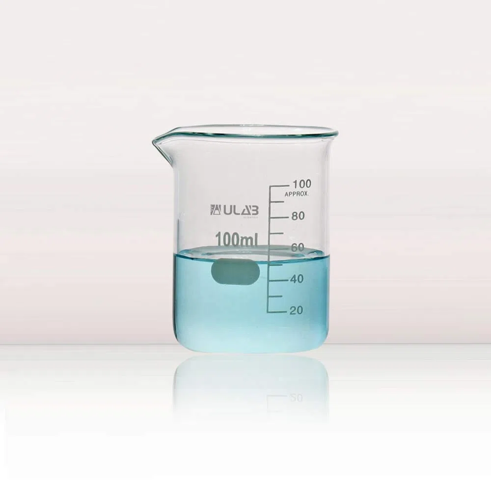 ULAB Scientific Glasbecher-Set, Vol. 100 ml, 3,3 Borosilikatgriffin, Niedrige Form mit Aufgedruckter Graduierung, 6er-Pack, UBG1014