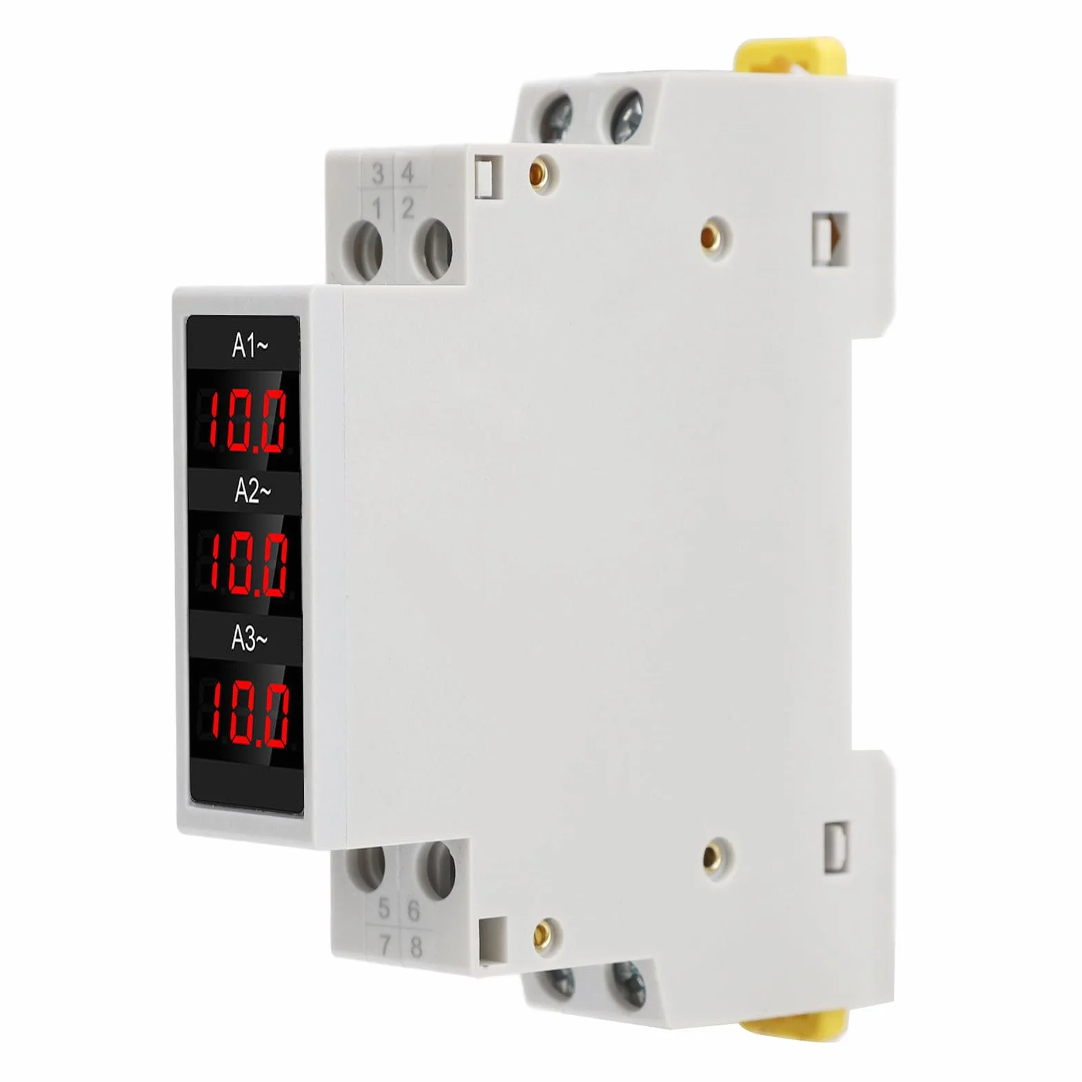 3-Phasen-DIN-Schienen-Amperemeter, AC-Amperemeter mit 3 Sensoren, Echteffektivwert, 1–100 A Stromüberwachung, 80–500 V AC-Digitalanzeige, Industrielle Energieanzeige für Fabrikautomatisierung