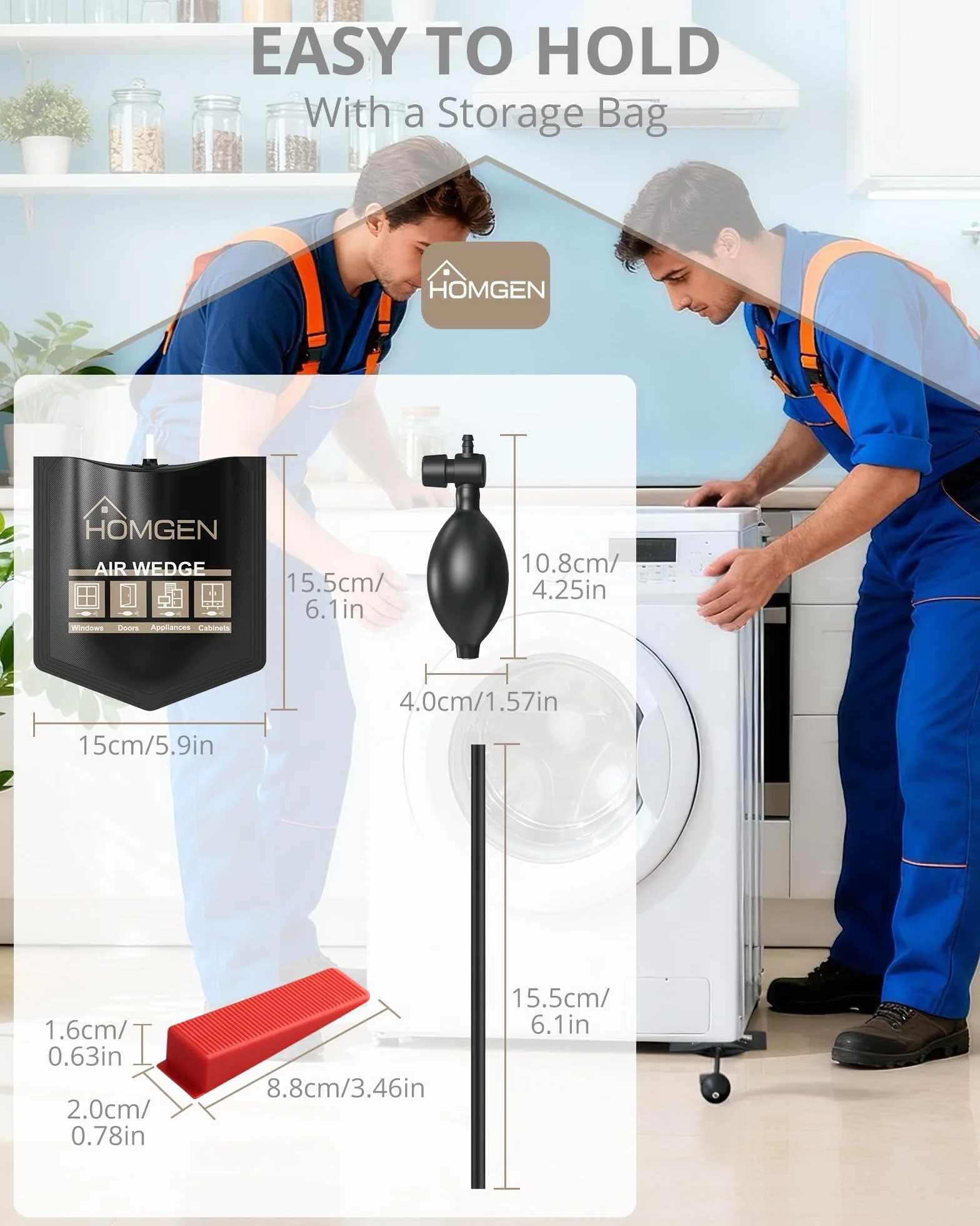 HOMGEN 4 Stück Luftkissen Air Pump Wedge Montagekissen Spreizkissen bis 200KG 15,5x15cm Pumpkissen Aufpumpen Aufpumpen Kissen Montagehilfe für Türen Fenster Montage Auto-Reparatur mit Aufbewahrungstas