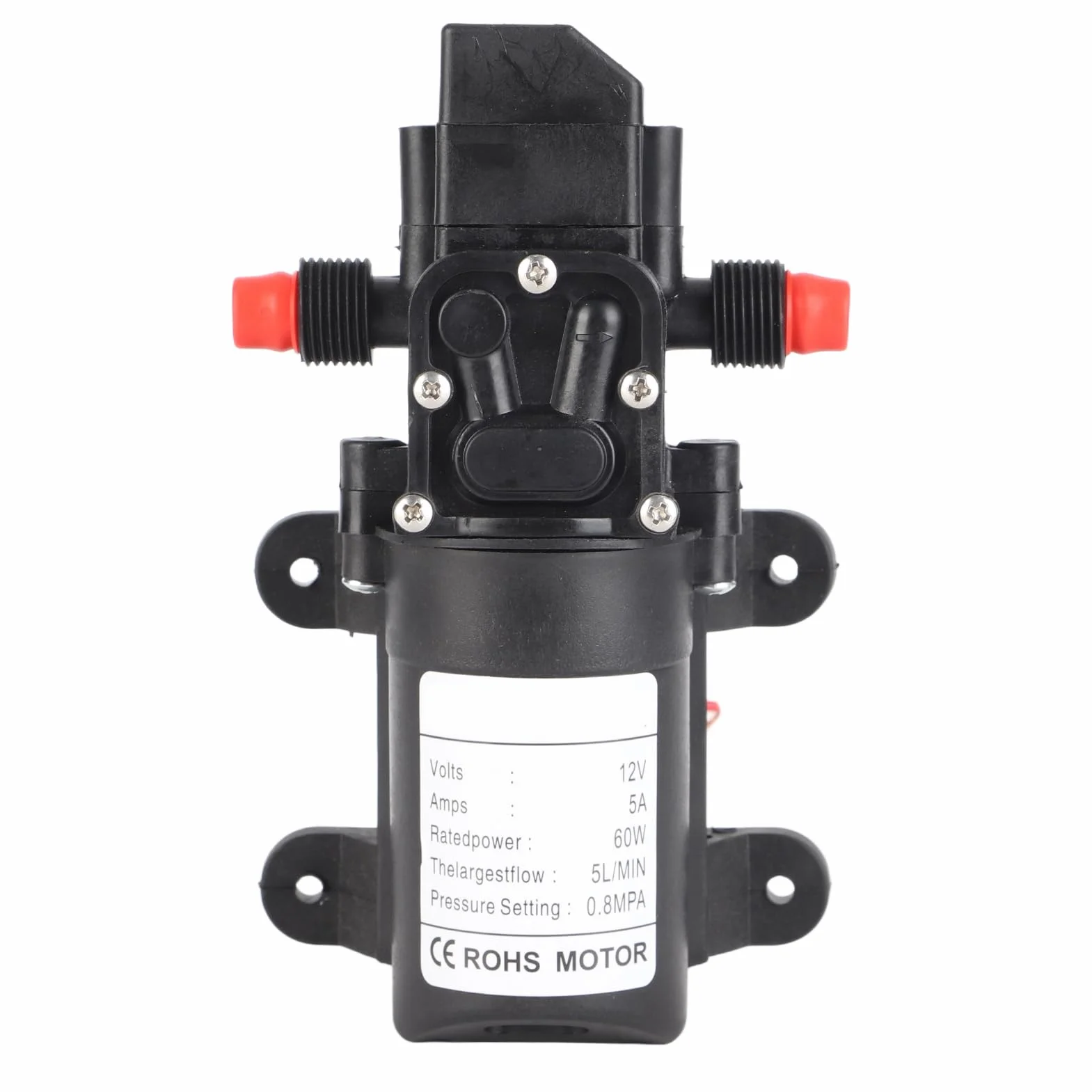 EBTOOLS Hochdruck Wasserpumpe, DC 12V 5 L/Min 116 PSI Wasserpumpe Membranpumpe Selbstansaugend mit praktischem Druckschalter für Wohnmobil Wohnwagen Mehrzweck