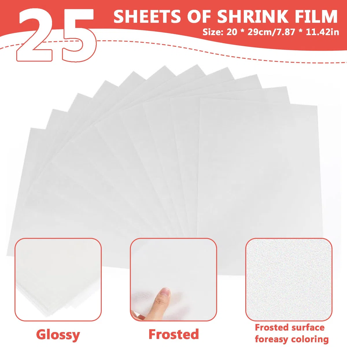 AHEJIOO 25 Stück Schrumpffolie, Schrumpffolien - A4, Schrumpfpapier, Schrumpffolie Zum Bemalen, Transparent Schrumpffolienplatten, Matt-Dicke 0.3mm-Größe 20 * 29 cm