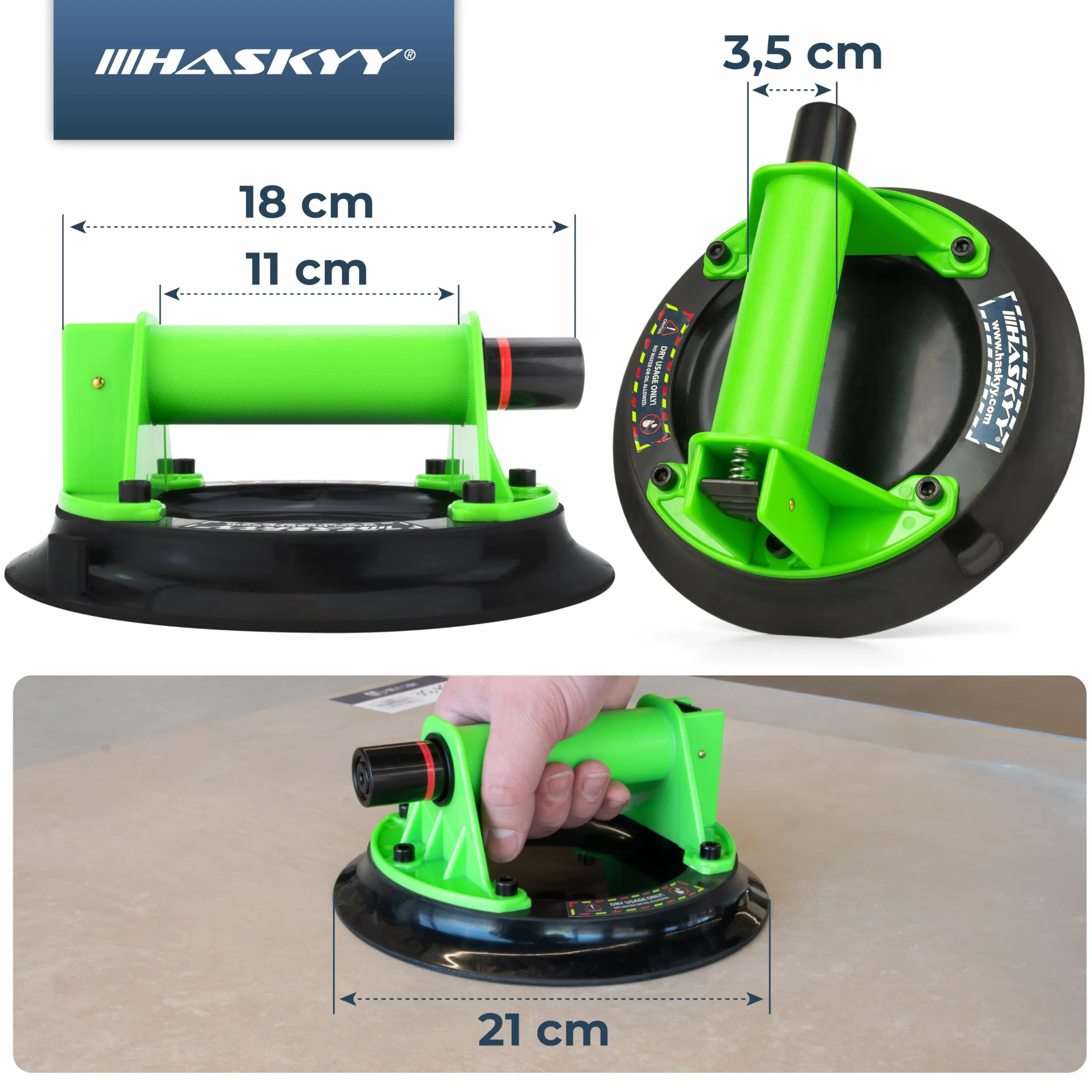 HASKYY Vakuumheber 225kg Saugheber Glassauger Glasheber Glas Fliesen Heber Griff - Saugheber für Fliesen, Marmor und Glas