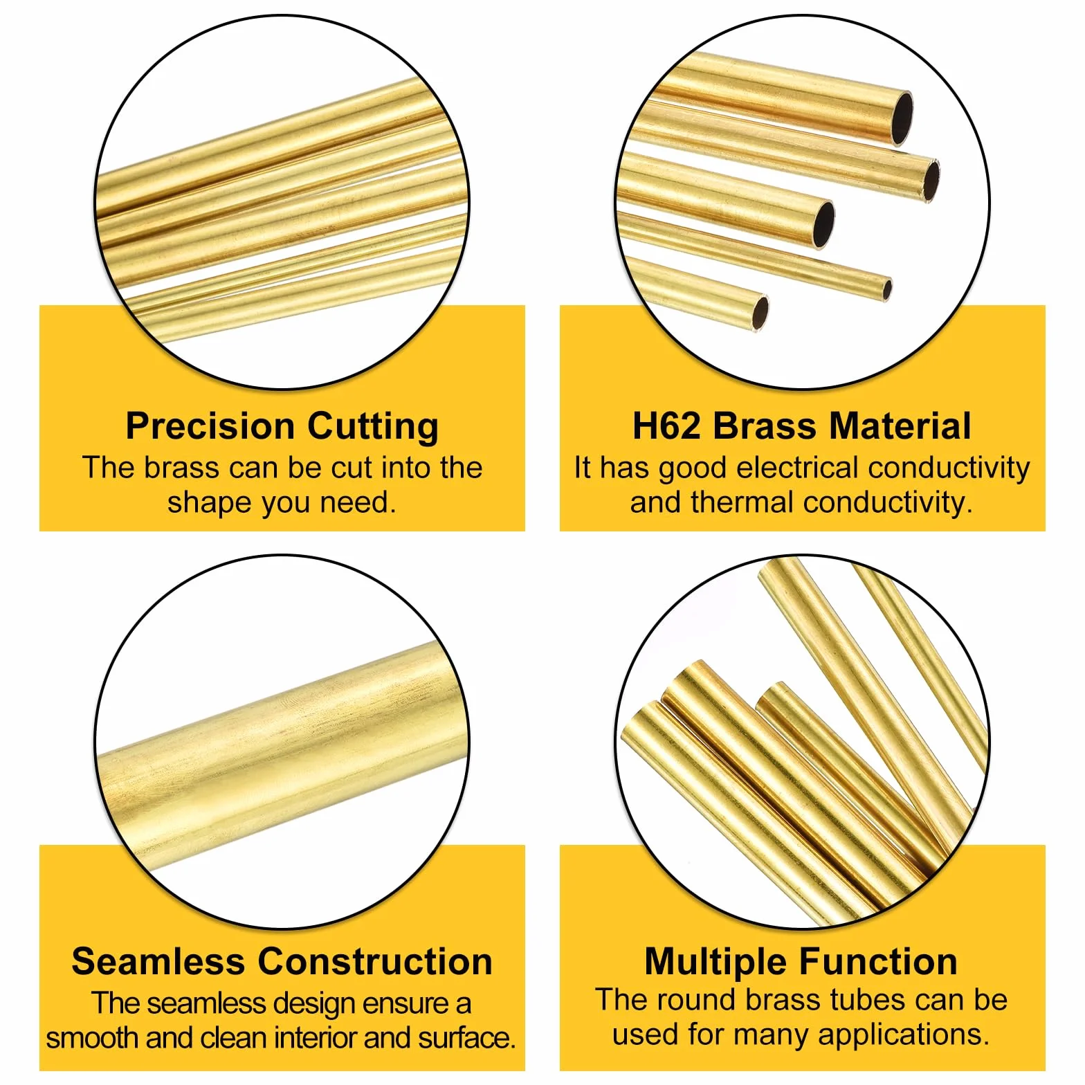 sourcing map H62 Messing-Rundrohr, 20 mm Außendurchmesser, 0,5 mm Wandstärke, 200 mm Länge, nahtlos, präzise, gerades Rohr für Heimwerker-Projekte, Handwerk, Gartenarbeit, Industrie