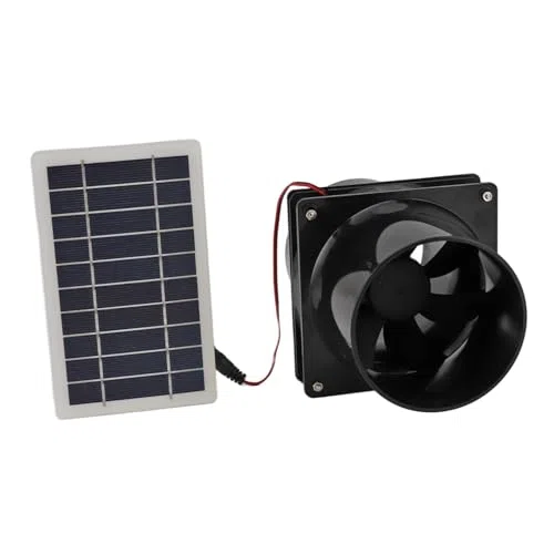 Haofy 10 W 12 V Solarbetriebener Abluftventilator, Solar-Entlüftungsventilator, ABS-Solarpanel-Ventilator-Set für Runde Rohre für Haustierhaus, Hühnerstall, Wohnmobil, Gewächshaus