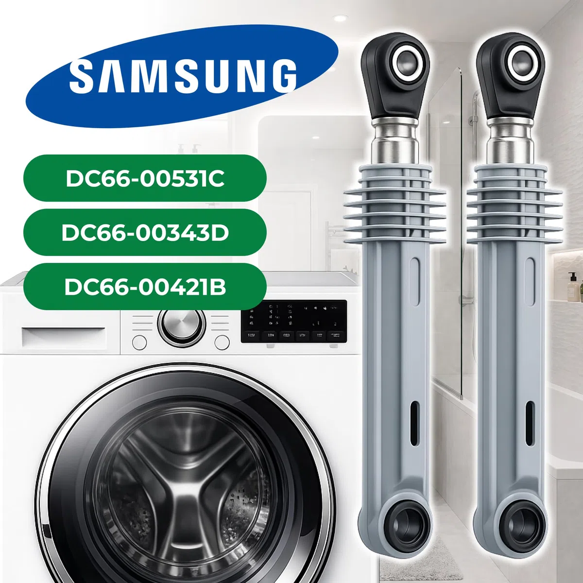 2er-Set Stoßdämpfer Waschmaschine Ø10mm Ø13mm 80N Länge 170 mm – 250 mm mit Originalcode DC66-00343D DC6600343D DC66-00421B DC6600421B DC66-00531C DC6600531C für Samsung
