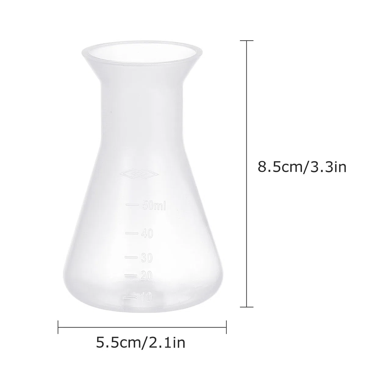 ULTECHNOVO Erlenmeyerkolben Plastikflasche 50Ml Mit Skalenlinie Stabile Basis Für Labor Chemie Experimente Und Wissenschaftliche Anwendungen