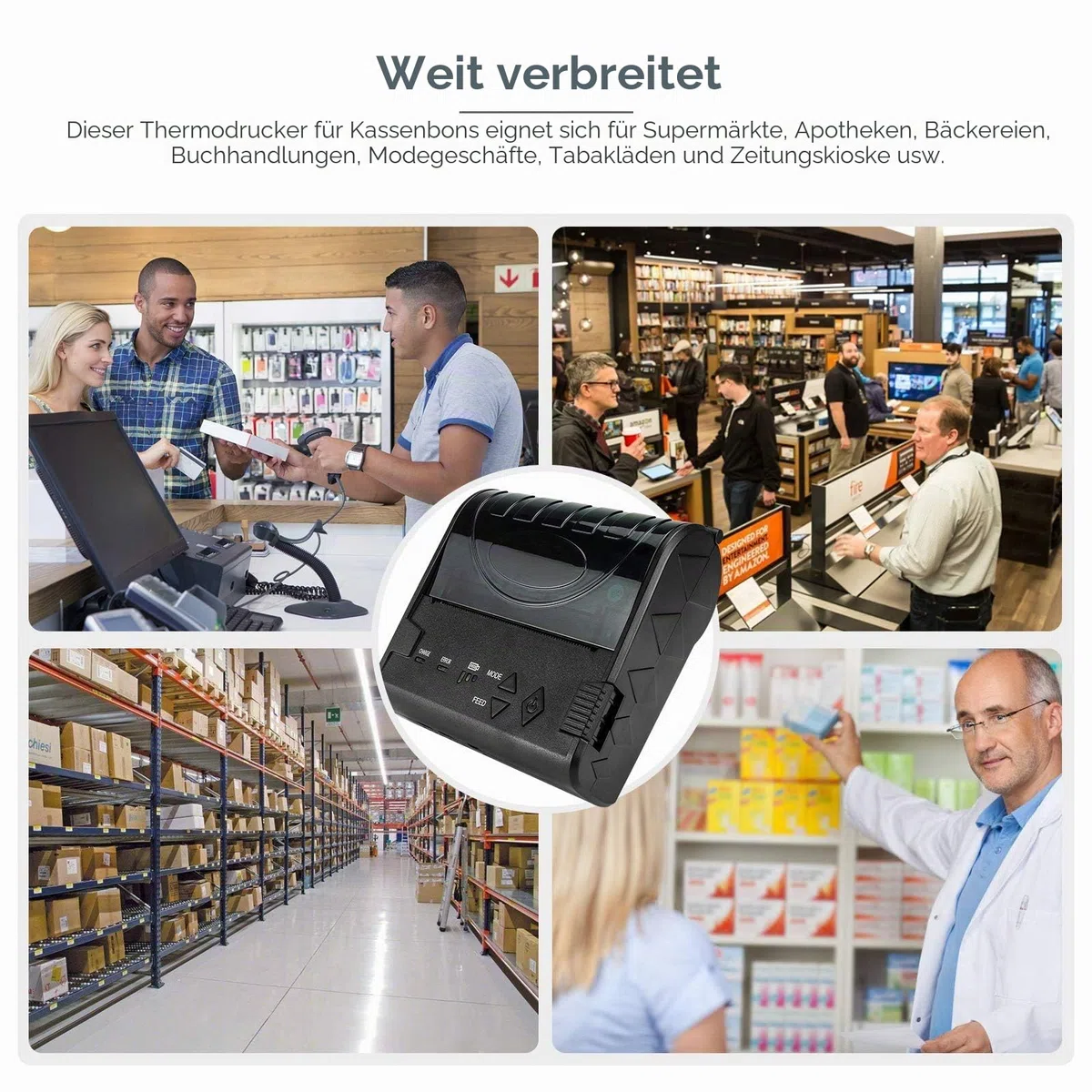 NETUM 80 mm kabelloser Bluetooth-Thermodrucker, tragbarer persönlicher Rechnungsdrucker, 7,6 cm, Mini-USB-POS-Drucker, kompatibel mit Android/iOS/PC/Windows/Linux NT-8003