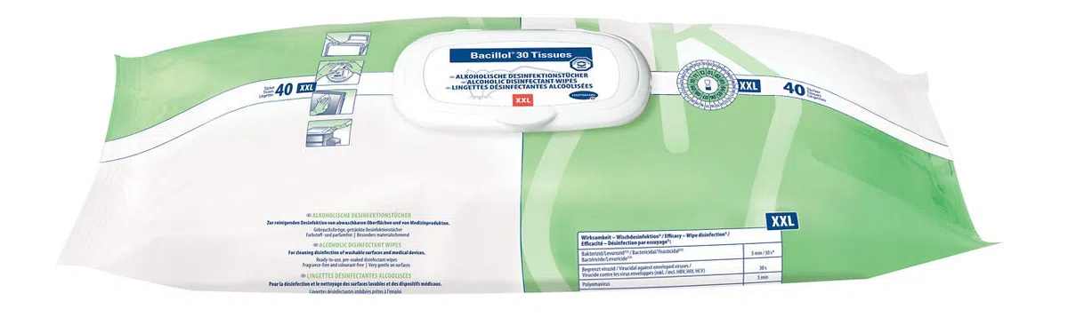 Hartmann (40) Bacillol 30 Tissues XXL Desinfektionstücher Flowpack 250 x 380mm, 40 Stück