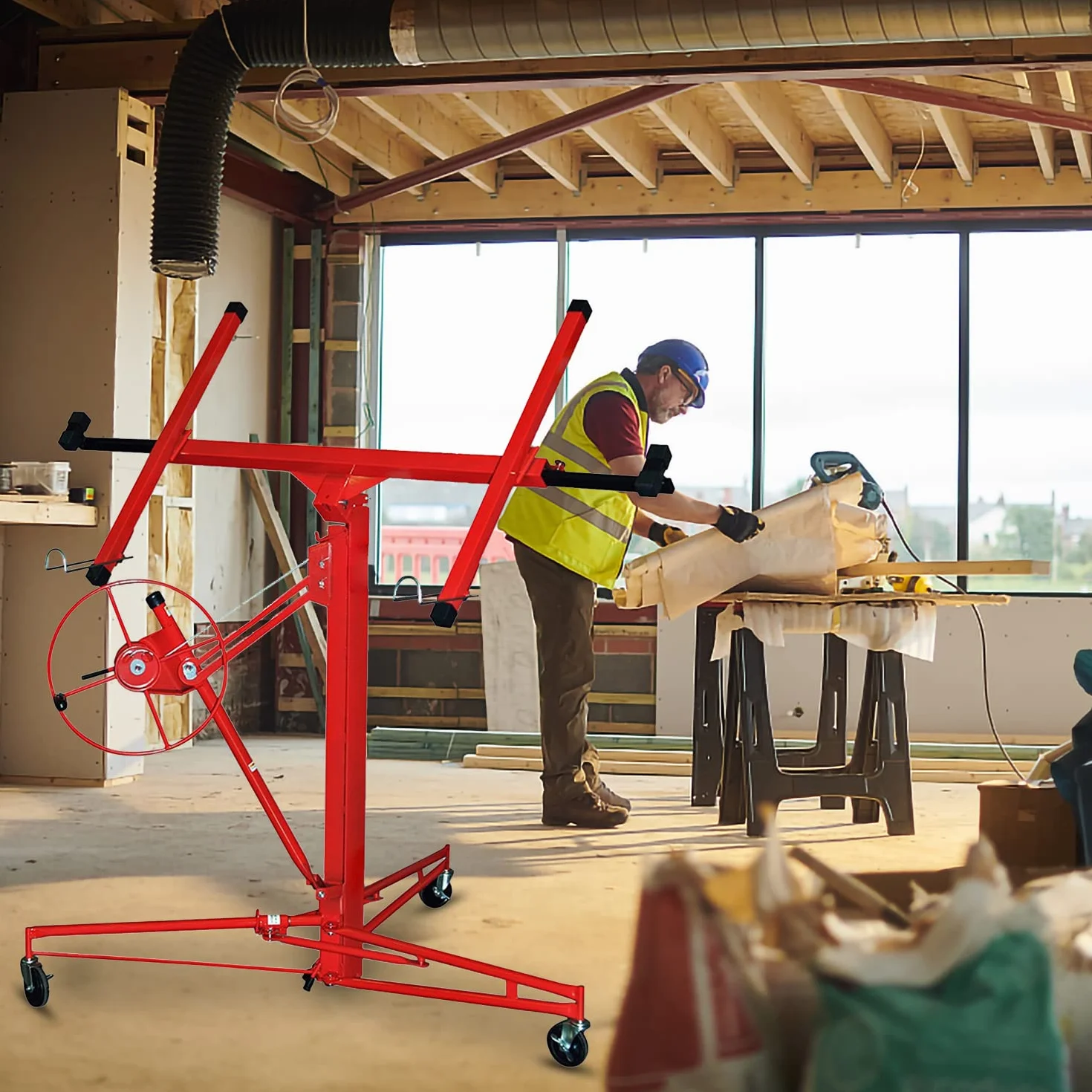XXL Plattenheber für Rigipsplatten max 290cm Lastarmbreite und 70 kg Traglast,140-350cm Arbeitshöhe höhenverstellbar