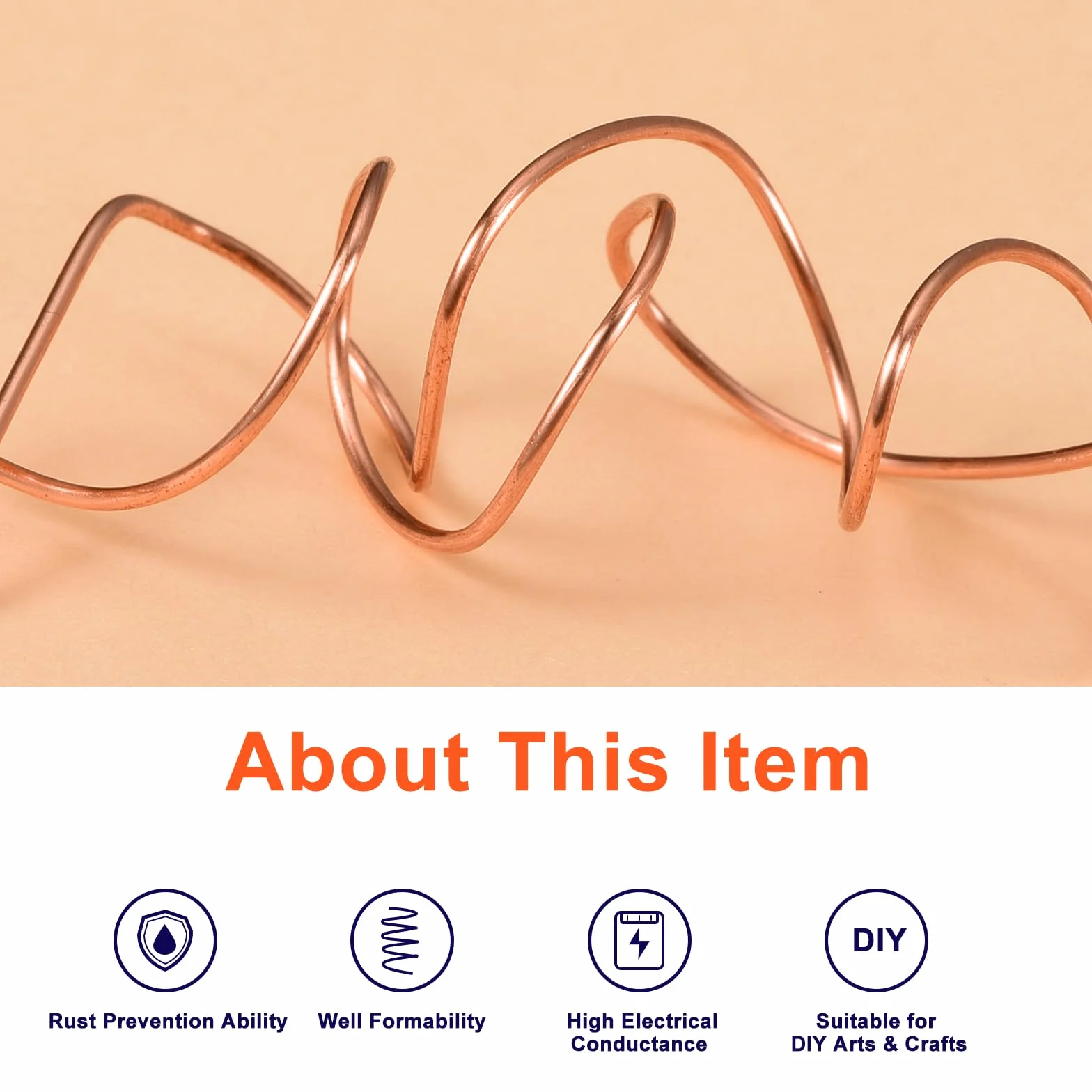QUARKZMAN Basteldraht 3mm x 6m, Kupferdraht Gegen Schnecken, Kupferlackdraht Kupferspirale Copper Wire für Garten, Pflanzen und Gemüseanbau