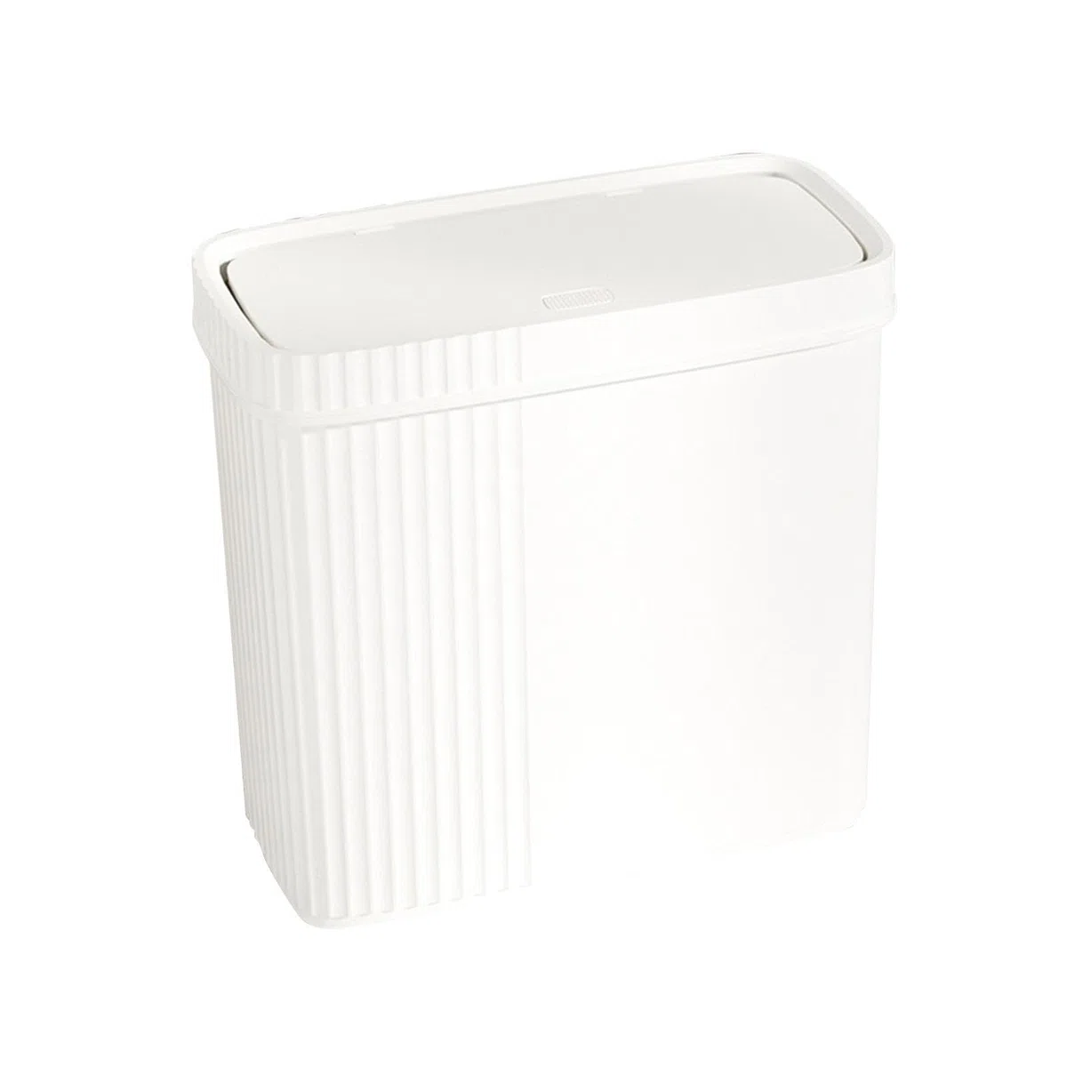 Schmaler Abfalleimer mit Pressdeckel aus PP, geeignet für kleine Räume, leichter Haushaltsmülleimer, Abfalleimer für Wohnzimmer, Küche, Studentenwohnheim, Weiß, 28 x 13.5 x 27.3 cm
