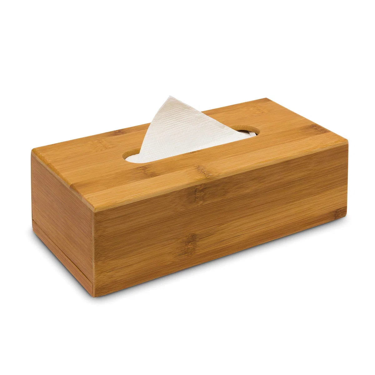 Relaxdays Kosmetiktücherbox aus Bambus HxBxT:7,5 x 24 x 12 cm Taschentuchspender, natur & Tücherbox mit Deckel aus Bambus, fürs Bad, modernes Design, Kunststoff, H x B x T: 10 x 23 x 13 cm, weiß/natur