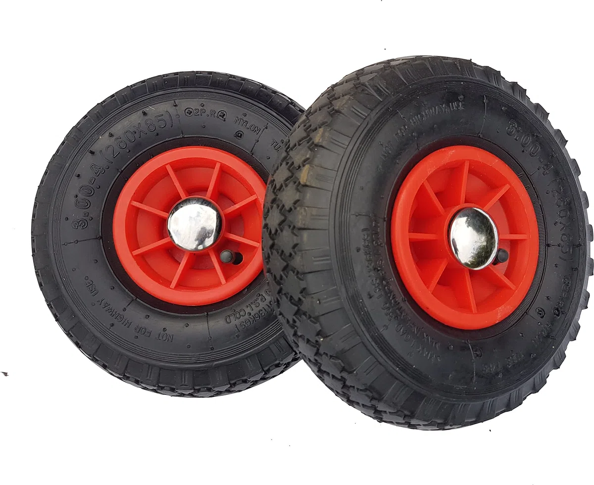 2 x FROSAL Sackkarrenrad Luftrad mit Radbefestigung | Ersatzrad Bollerwagen 260x85 mm 3.00-4 | 20 mm Nabe | Rad Sackkarre | Bollerwagenrad | Kugellager | Rollenlager