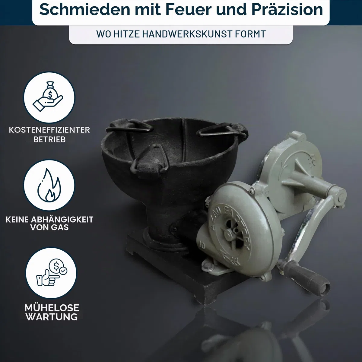 Simond Store Schmiedeschmiede mit Handgebläse für Messerherstellung, Schmiedewerkzeuge, Ausrüstung, Kohleschmiedeofen im Vintage-Stil mit Pedalgriff