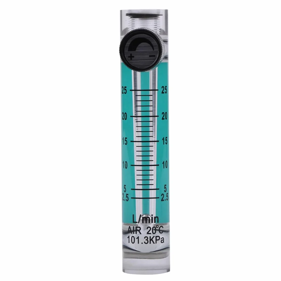 Sauerstoff Luft Gas Durchflussmesser, 2.5-25LPM 8mm Rohr Durchflussmesser Durchflussmesser für Gas Flüssigkeit mit Regelventil