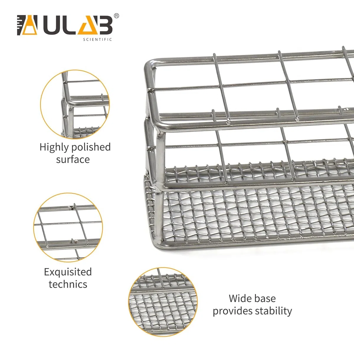 ULAB Scientific Reagenzglas-Gestell, Edelstahl, Aluminium-Material UTR1009 1