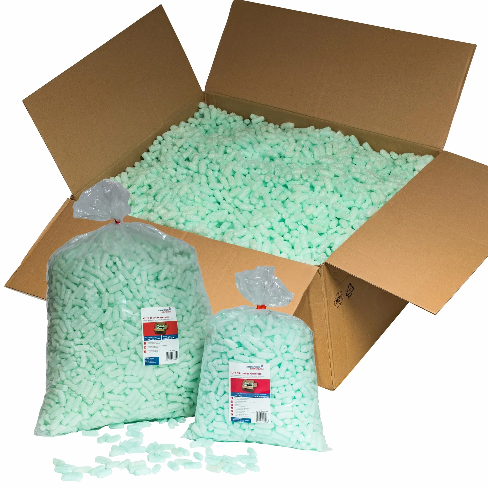 BIO Füllmaterial Verpackungschips aus Maisstärke Packpolster Polster 15L-400L (200 Liter)