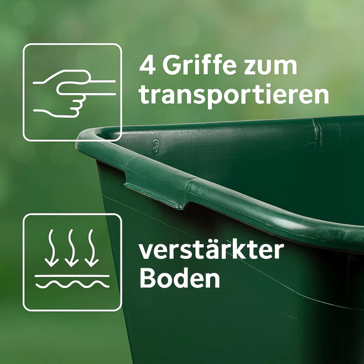 Futterwanne 65 Liter Wassertrog Wasserbottich Pferd Wildwanne Grün Robust | BURI, lebensmittelecht, Kunststoffwanne, Pferdetränke, Jagdwanne, Tierhaltung, Garten, langlebig, vielseitig, groß