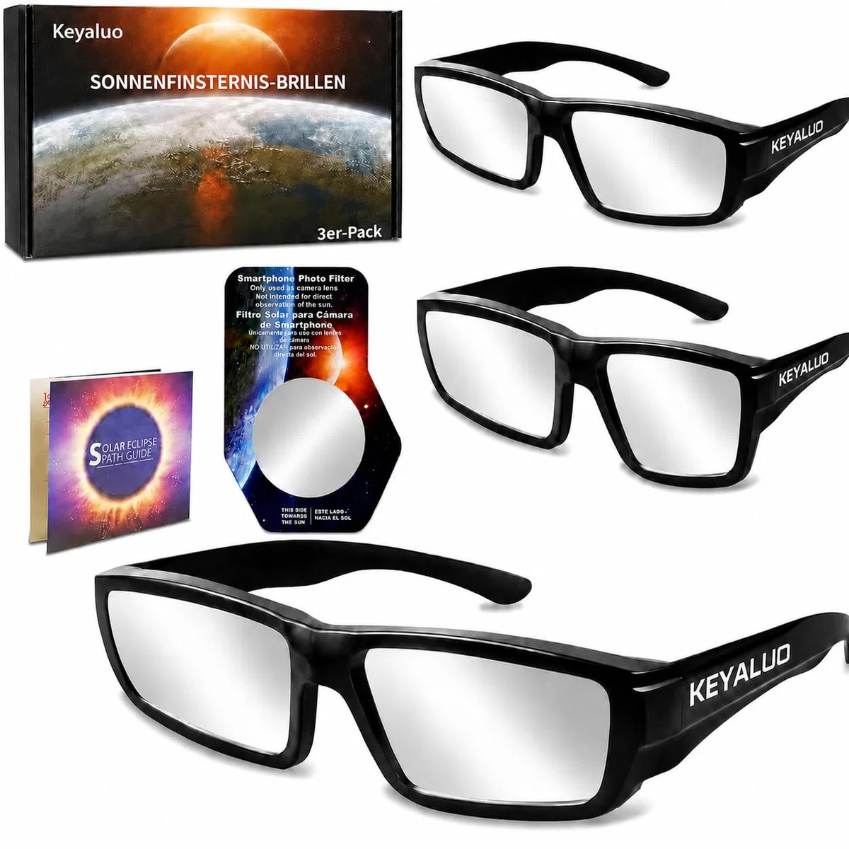 3/6 Sonnenfinsternis Brille,Sonnenfinsternis Brillen 2026, ISO 12312-2:2015(E) & CE-zertifiziert,robuste Kunststoff-Brillen für die direkte Sonnenbeobachtung