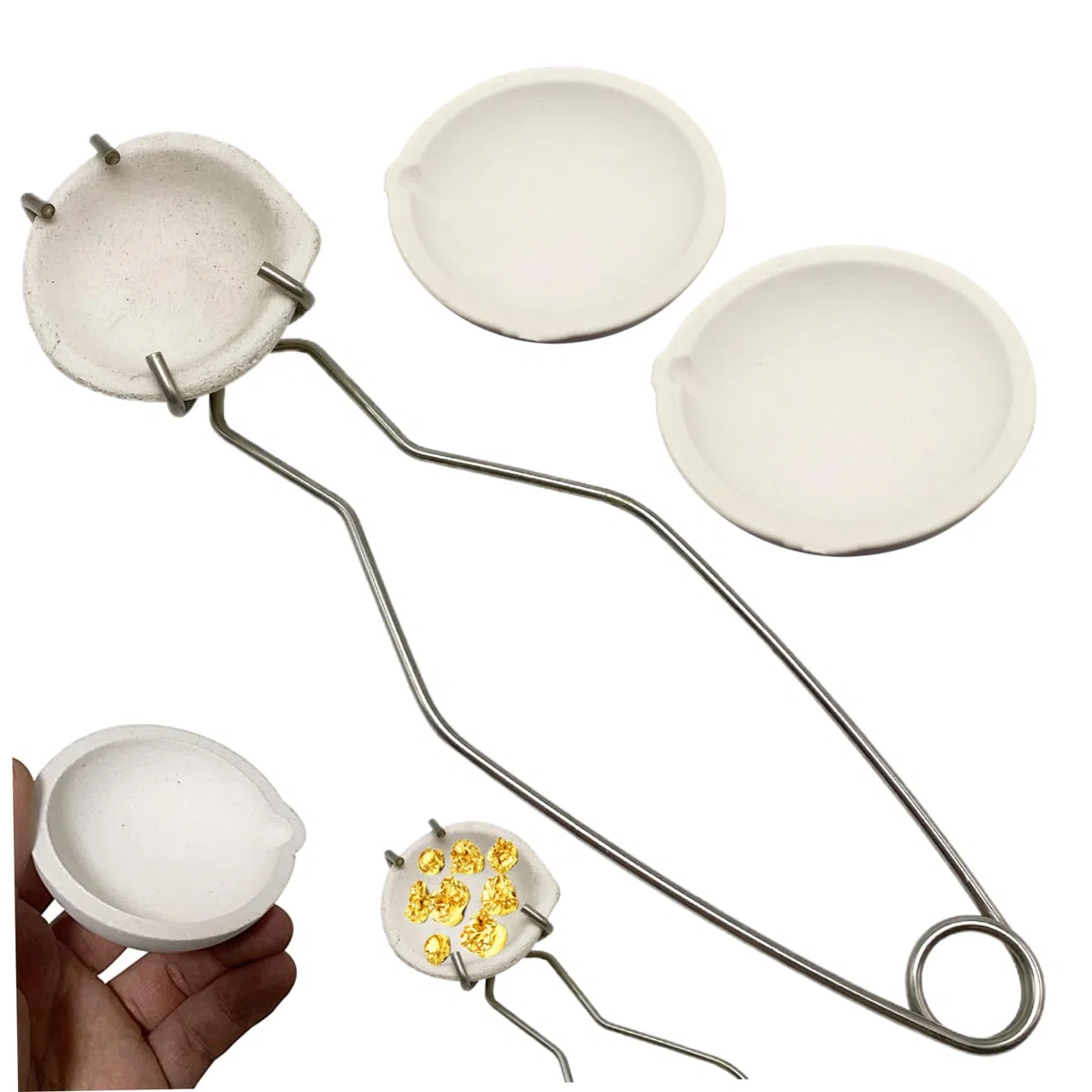 Tiegel zum Schmelzen von Metall, 4-teilig/Set, Tiegelzange und 3 Tiegel, hitzebeständiges Metallguss-Set, Keramik-Tiegelschale, Schüssel, Tasse für Metallguss-Set, Tiegel, Metallguss-Set, Tiegelzange,