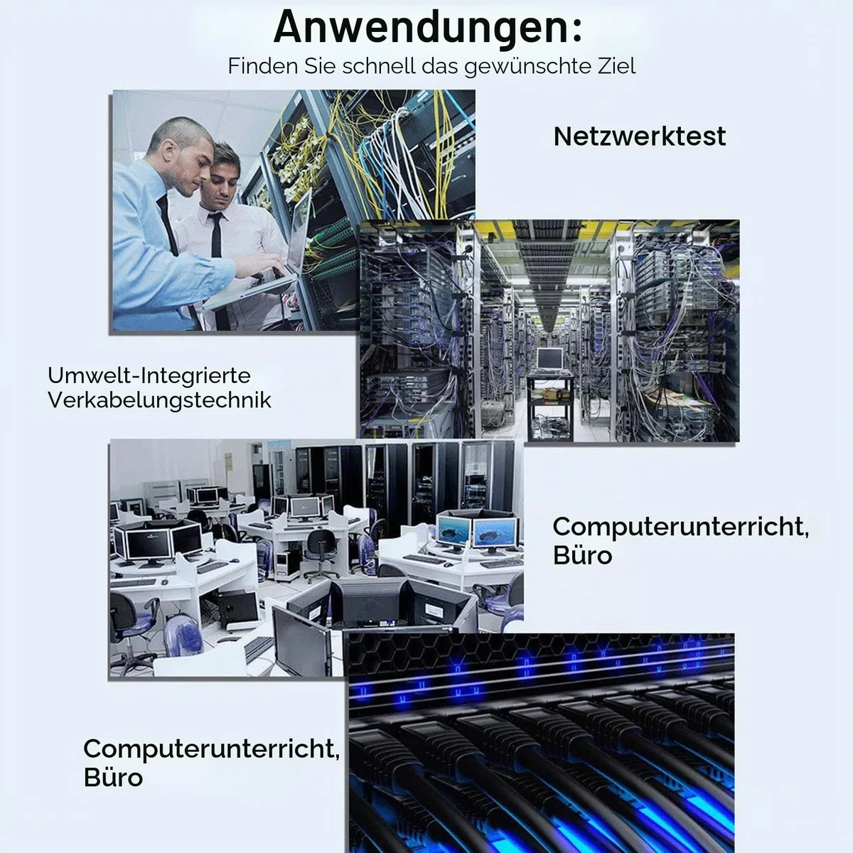 Netzwerktester, RJ11 RJ45 Messgerät USB BNC 4-in-1 tragbares LAN Netzwerk Kabeltester Fernbedienung Leitungstester für UTP STP Kabel Tracker