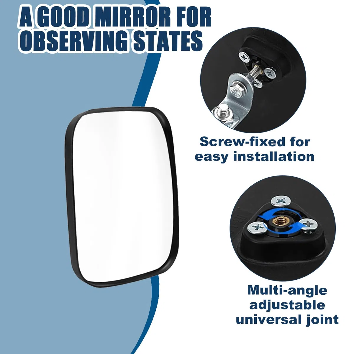 Verkehrsspiegel für Ausfahrten, 19 x 16 cm Weitwinkel verstellbarer Konvexspiegel, Traffic Mirror für Verkehrssicherheit, Innen Außen gewölbter Spiegel für Ausfahrten Garage Krankenhaus Parkplatz