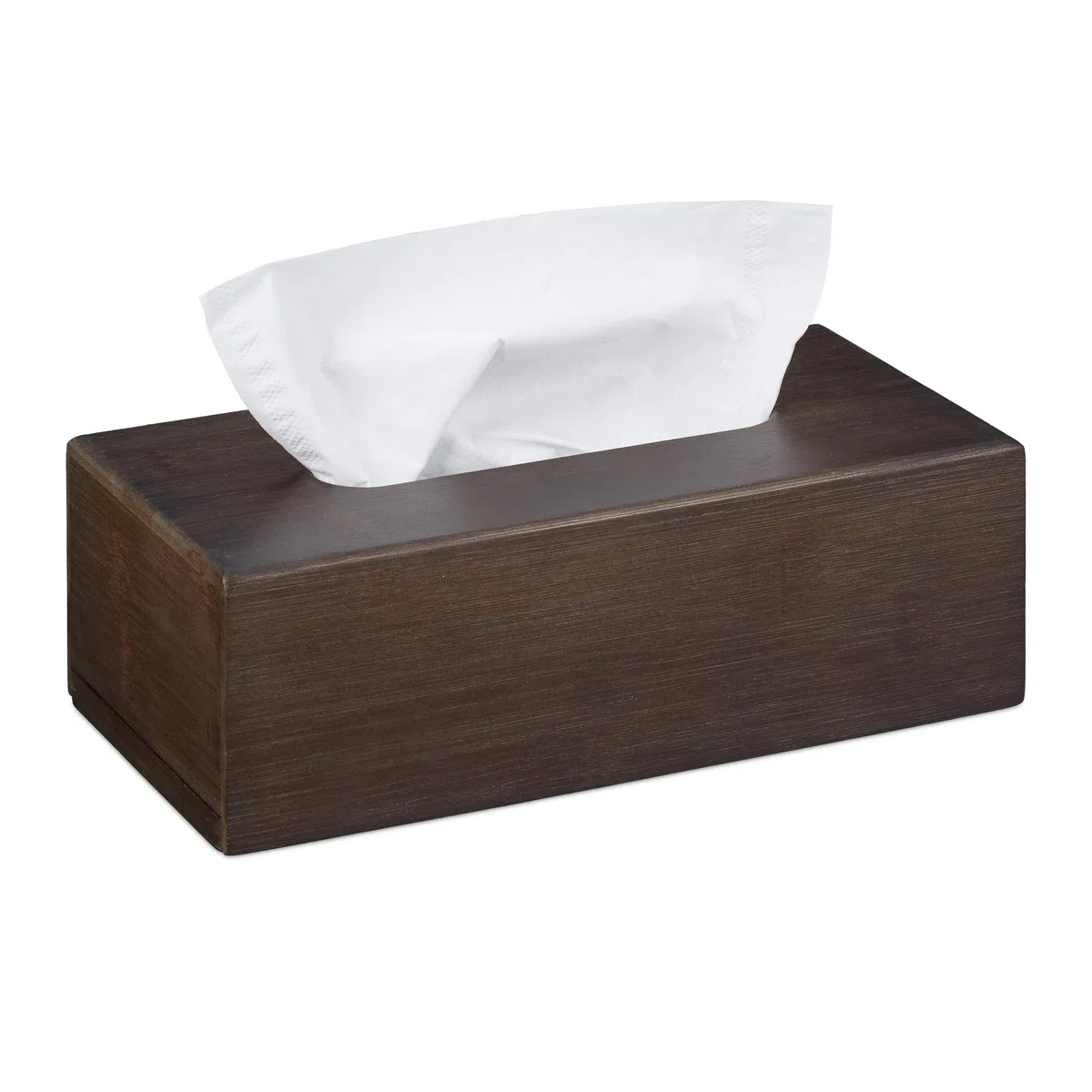 Relaxdays Kosmetiktuchbox, aus Bambus, Box für Kosmetik- & Taschentücher, Natur & Tücherbox Bambus, Taschentuchbox mit Schiebeboden, Tissue Box für Taschentücher, HBT: 7,5x24x12cm, Dunkelbraun