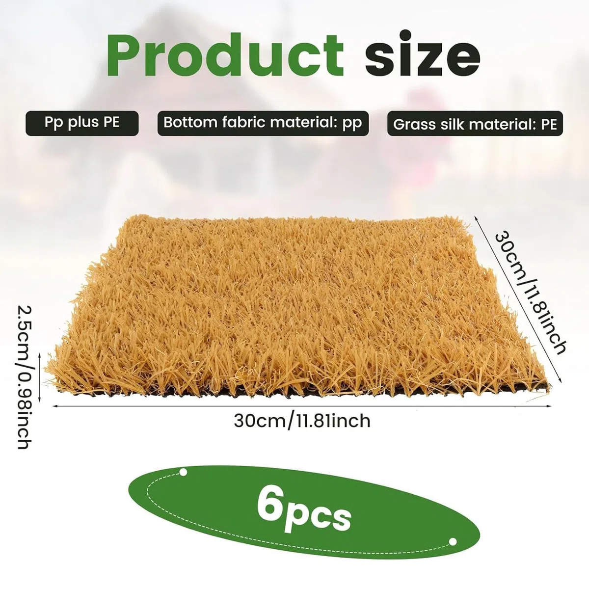 Hühnergras Teppich, Hühnchen -Nistpolster Für Hühnermantel, Natürliche Hühnerlegungsmatte, Künstliche Geflügelzubehör Für Gartenfarm Im Freien Im Freien, 6 Packung