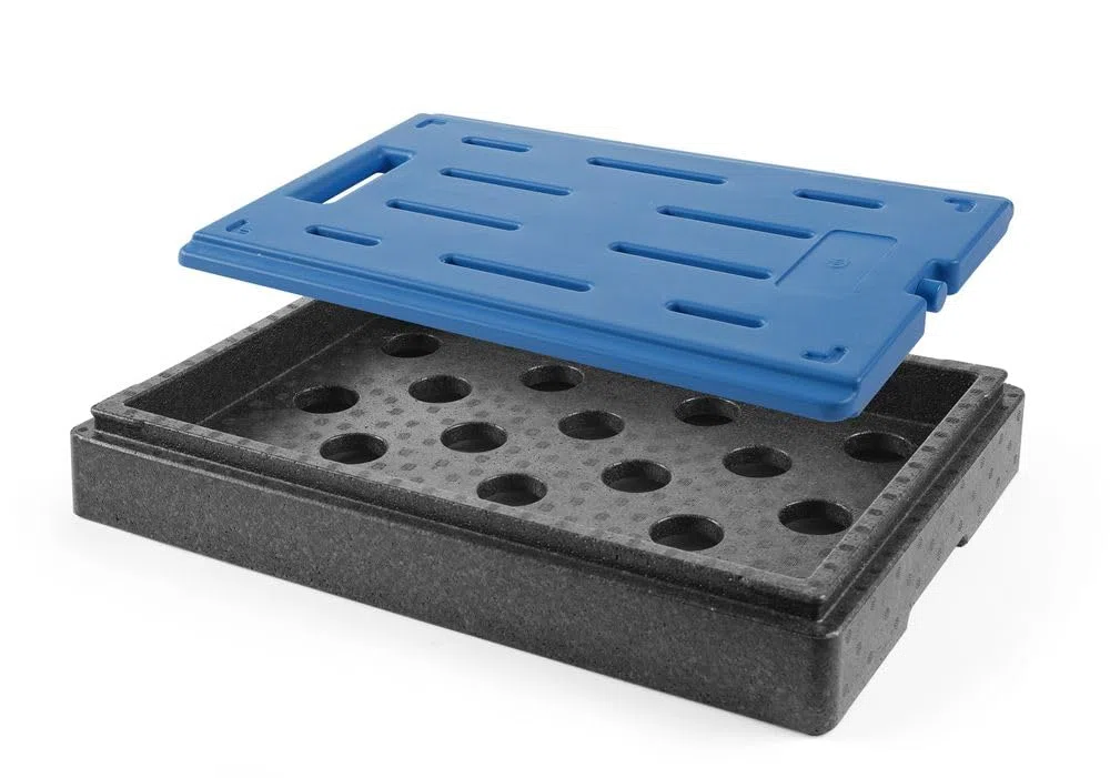 HENDI Kühlelement, für Thermoboxen, Kühlboxen, Kühltasche, kühlt bis 0°C, Gefrierelement, Kühlakku, GN1/1, 530x325x(H)33mm, HDPE, Wasser, Ammoniumchlorid, blau