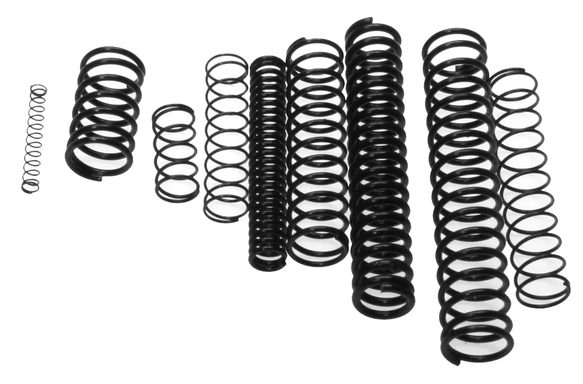 Alkan Druckfedern Spiralfedern 114-tlg Stahlfedern Set schwarz | Metallfedern aus Federstahl, Druckfedern/Sprungfedern mit schwarzem Finish für Reparatur, Modellbau & Werkstatt