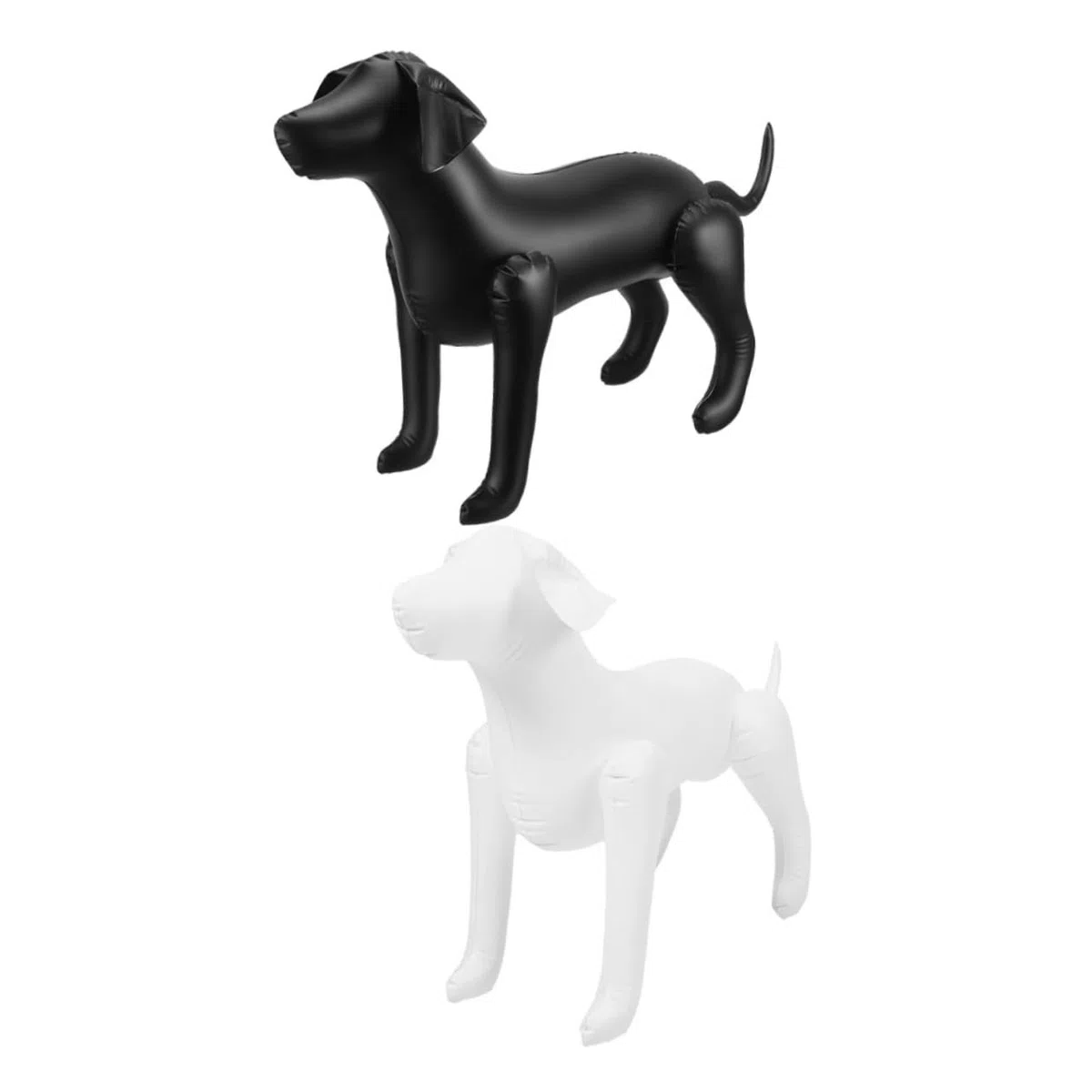 2 Stück Hunde Schaufensterpuppen aus Flexiblem PVC Aufblasbare Haustier Mannequins in Schwarz und Weiß für Bekleidungsausstellung