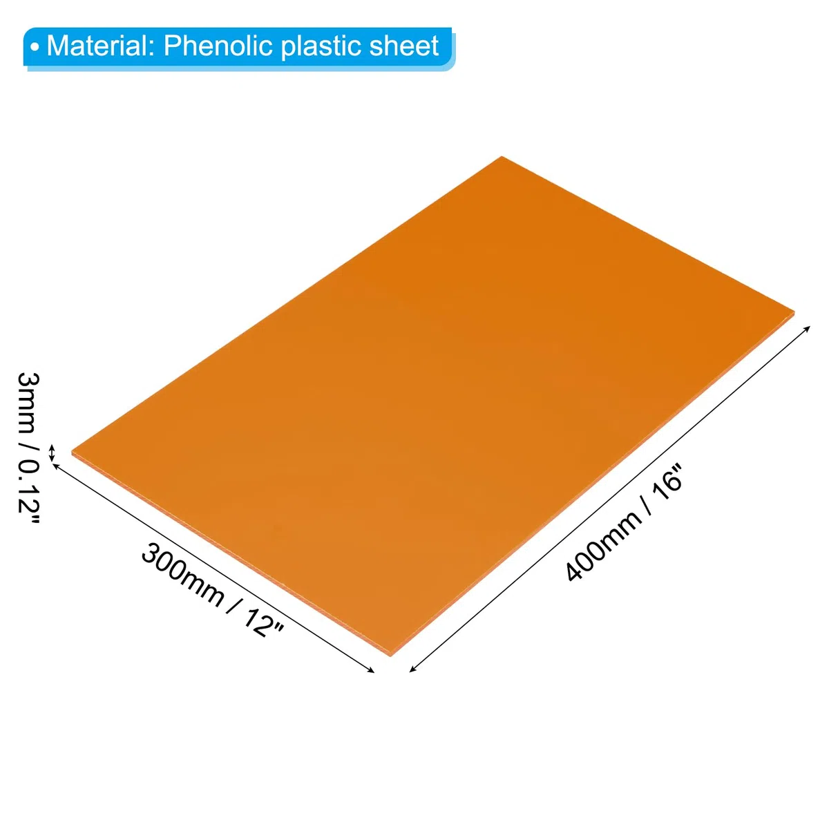 PATIKIL 400x300x3mm Phenolharz Kunststoffplatte 1 Stück Resin Laminierte Platte PCB Für Elektrische Elektronische Vorrichtungen DIY Und Handwerk Orange Rot