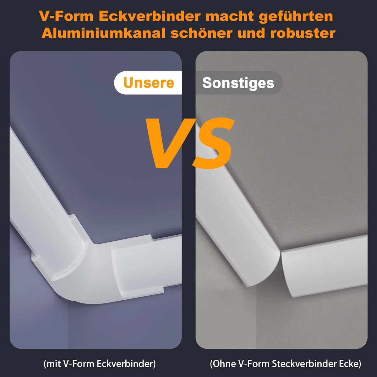 Chesbung LED Aluminium Profil für 12mm Led Streifen, 6X1m Stripes Schiene Strip Aluprofil V Form Alu Profil Leiste Kanal with Milchig Weißer Abdeckung, Stripe Diffusor mit 45 Grad Eckverbindern