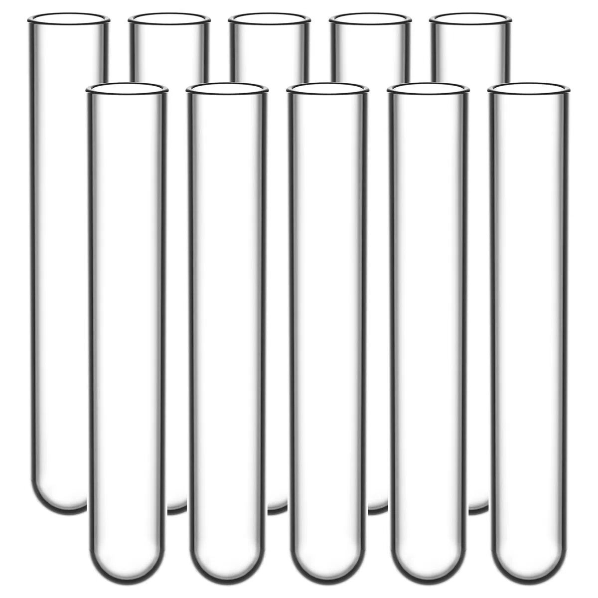 StonyLab 50 Stück Reagenzgläser Glas, 50er Pack Test Tubes Borosilikatglas Rundboden Reagenzglas, 12mm OD X 75mm Länge