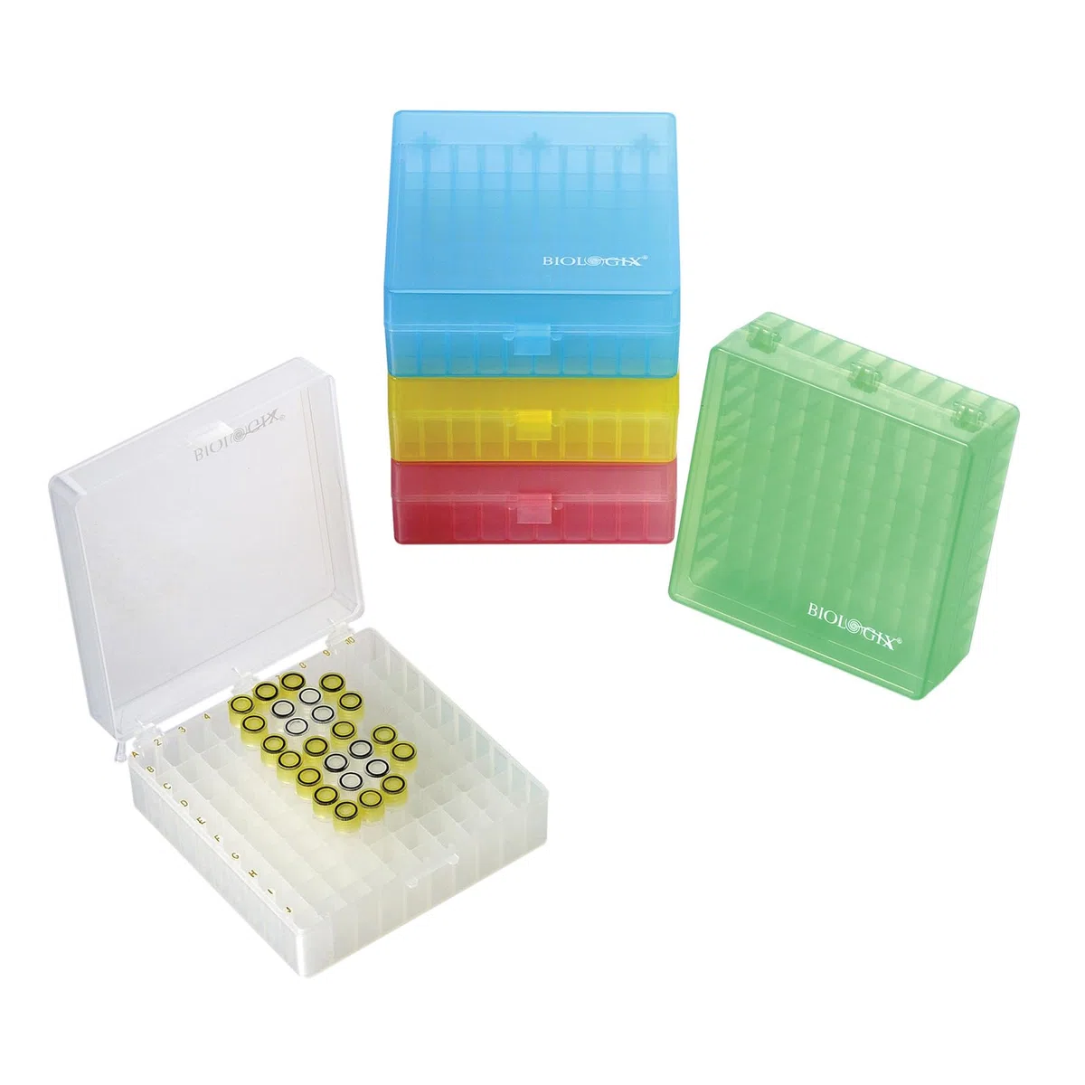 5 Stücke Kryobox, kryoröhrchen box, Polypropylen Mikrozentrifugenröhrchenbehälter, Kryogene Aufbewahrungsboxen, 100 Gitter, 2 Zoll, 141 * 154 * 55mm
