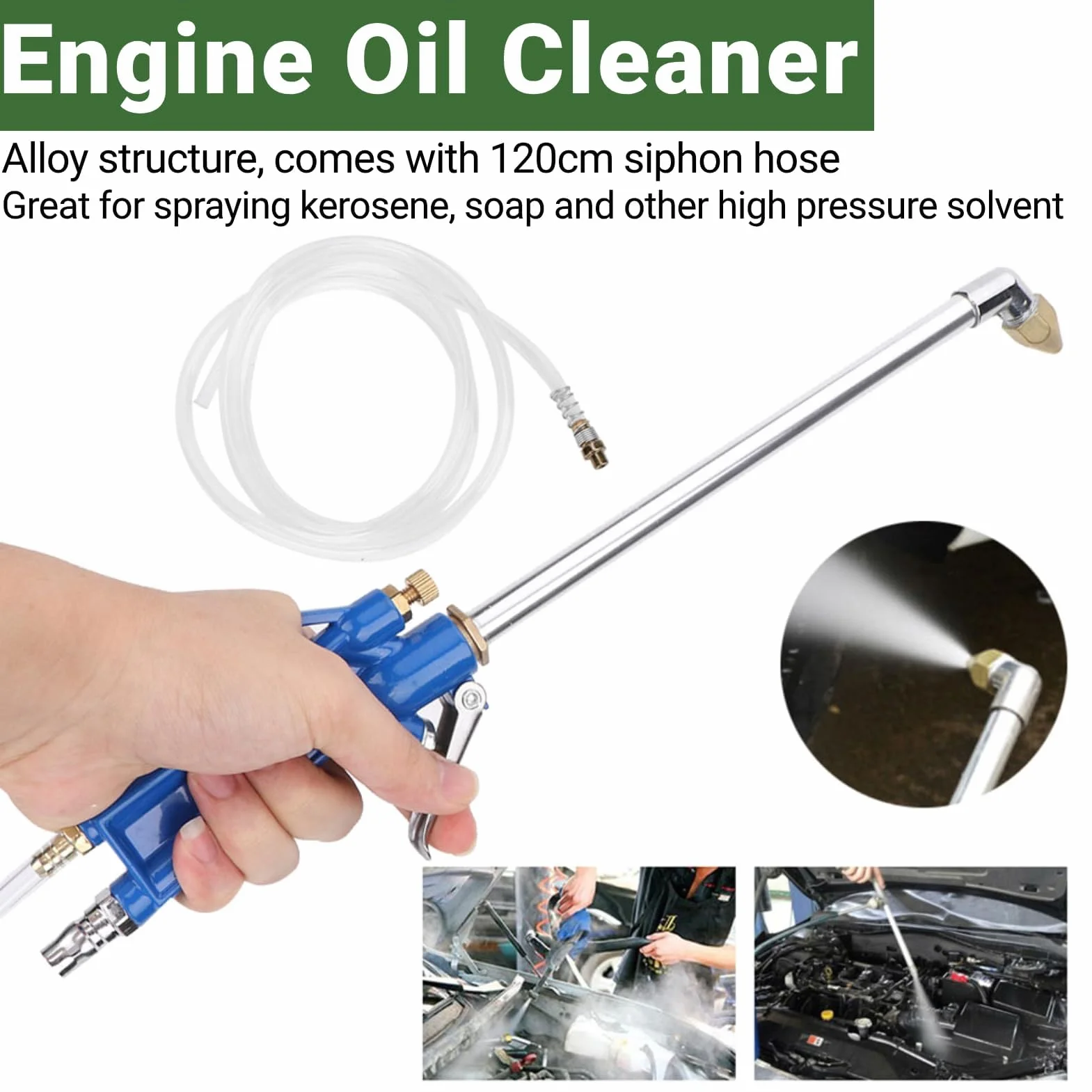 40 Cm Auto-Wasser-Reinigungspistole Motor-Reinigungspistole Siphon-Blaspistole Motorölreiniger Pneumatisches Werkzeug mit 1,2 M Schlauch