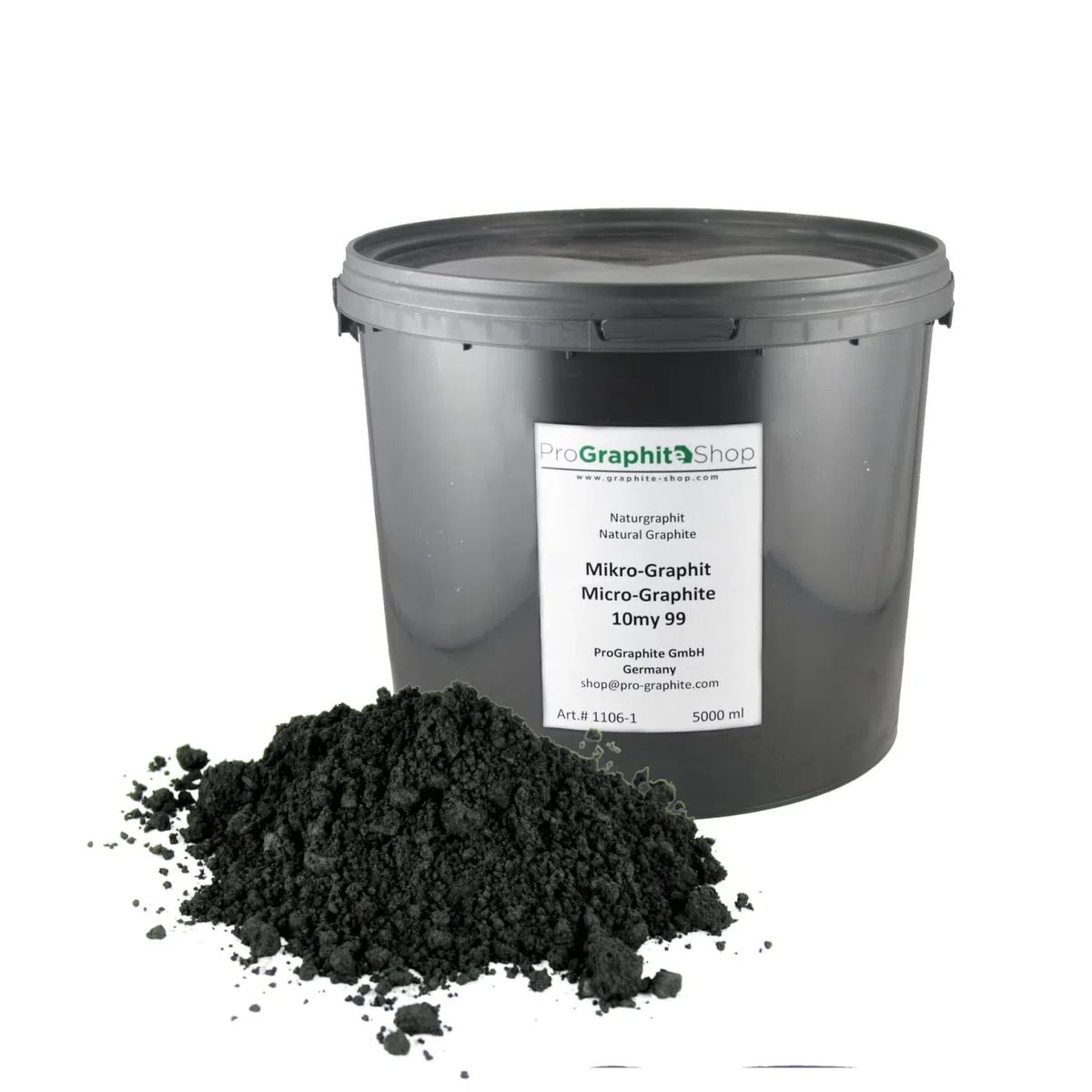 ProGraphite Mikronisierter Naturgraphit I 5 l I schwarz I Graphitpulver I z.B. als Schmiermittel & zur Leitfähigkeitserhöhung I Naturgrafit mit hohem Kohlenstoffgehalt I Mikro-Graphit 99% C