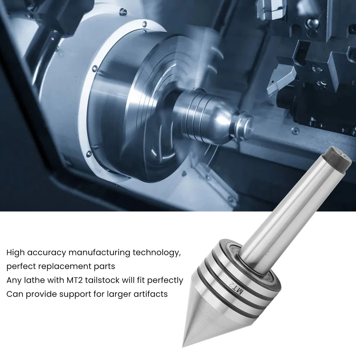Drehteile, Mitlaufende Reitstockspitze MK2 HSS für CNC