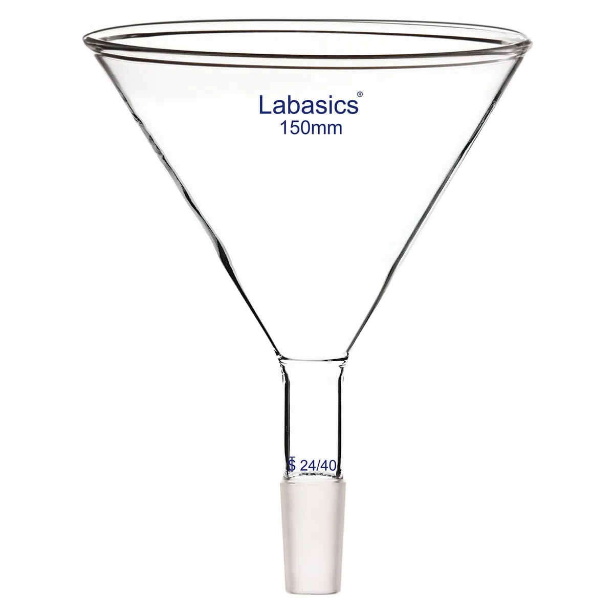 Labasics Pulvertrichter aus Glas mit Kurzem Stiel und 150 mm Spitze O.D. und 24/40 Inner Joint Glass Funnel Filtertrichter Glastrichter (OD 150 mm)