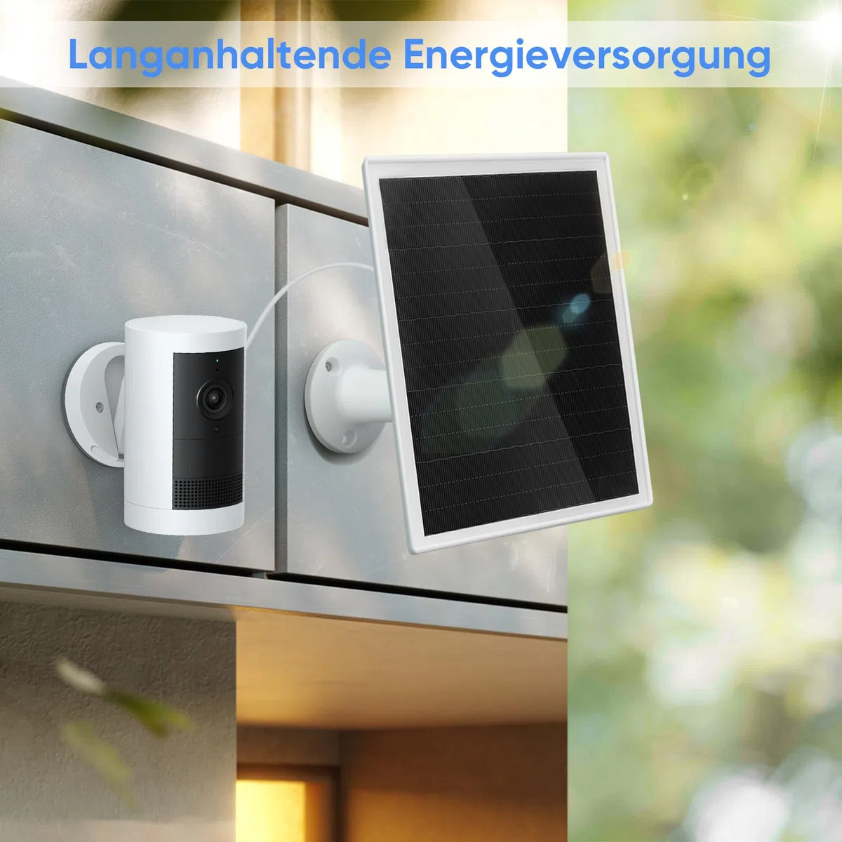 6W Solarpanel für Ring Kamera, Überwachungskamera Solarpanel mit 360° Einstellbares, IP66 Wasserdicht, Monokristallines Solarpanel mit 9,8 Kabel für Außen, 2 Pack