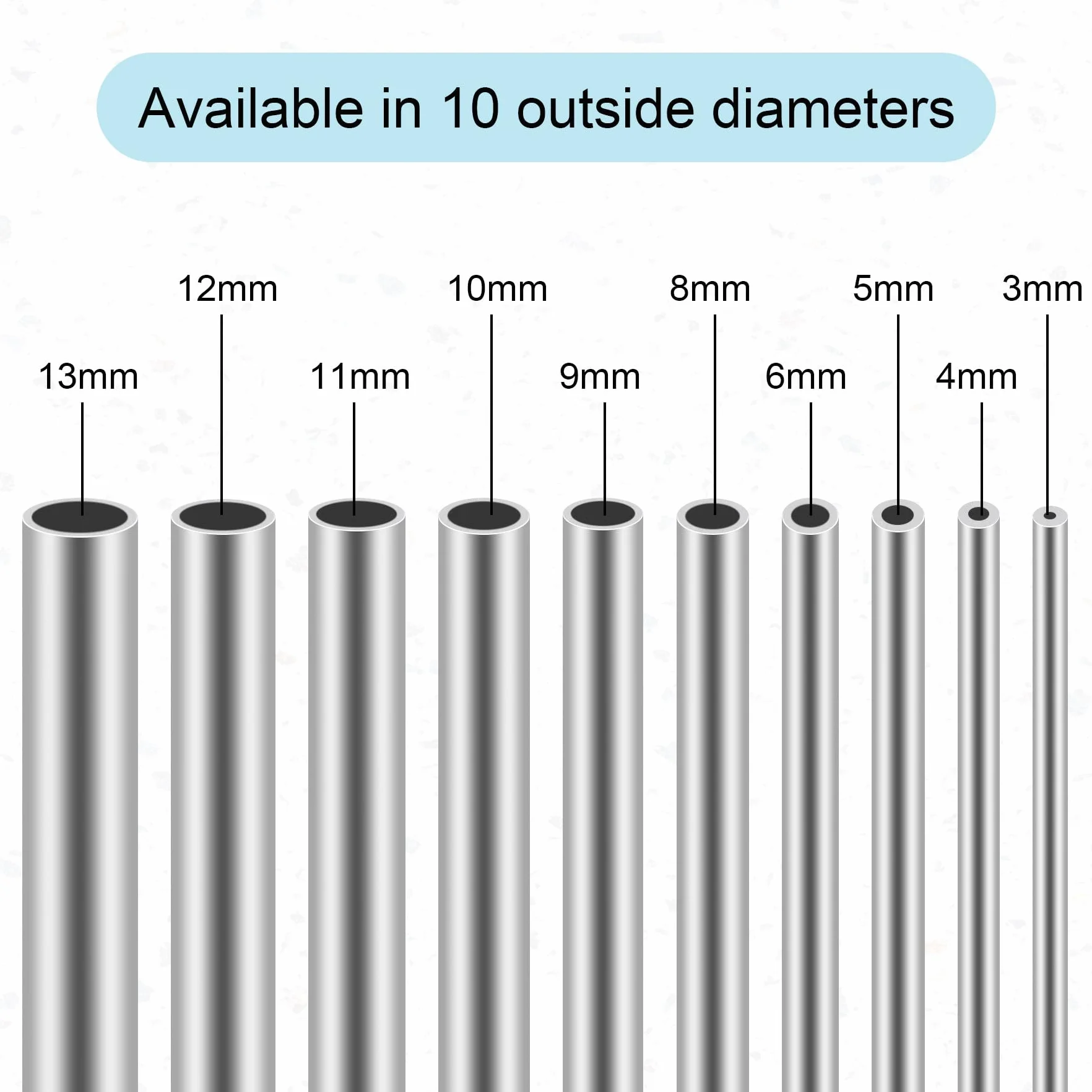 304 Edelstahlrohre, 3 mm Außendurchmesser x 1 mm Wandstärke, 250 mm Länge, nahtlos, Edelstahl, industrielles gerades Rundrohr (3 Stück)